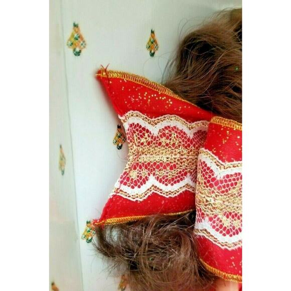 Vintage 97 Happy Holiday Barbie SPECIAL EDITION 17832 Red Gold Lace Bow Brunette - Picture 3 of 12